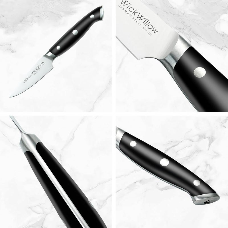 WICKWILLOW 3.5" Paring Knife – Razor Sharp German Steel DIN1.4116 – Precision Fruit & Vegetable Knife for Peeling & Trimming – Full Tang & Ergonomic Handle – Gift Box – Velina Series - Image 5